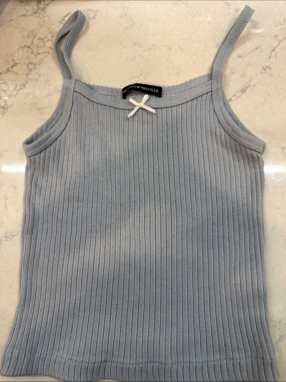 Brandy Melville Pale Blue Ribbed Cami with Bow